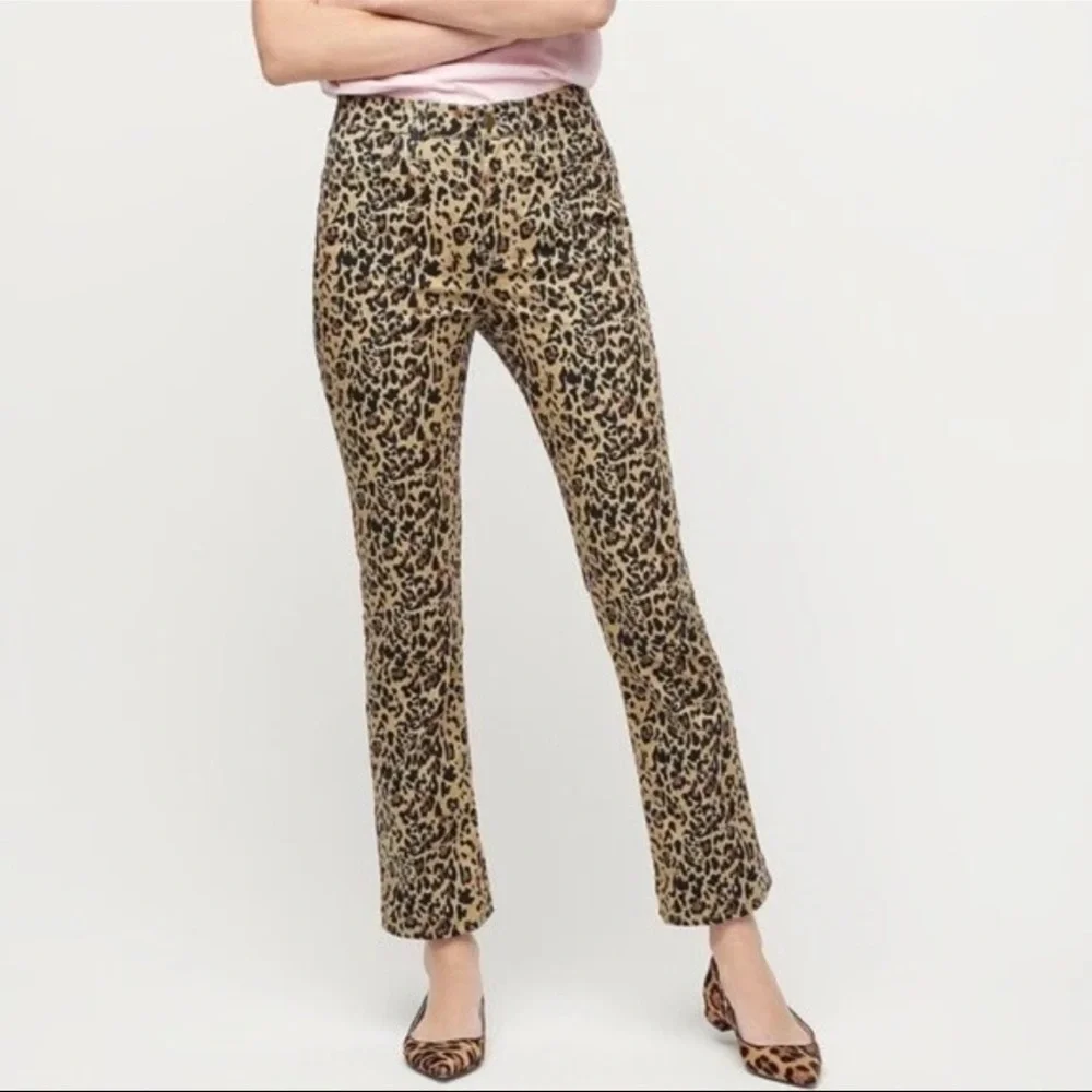 J. Crew Kick Out Crop Leopard Print Pants Size 28